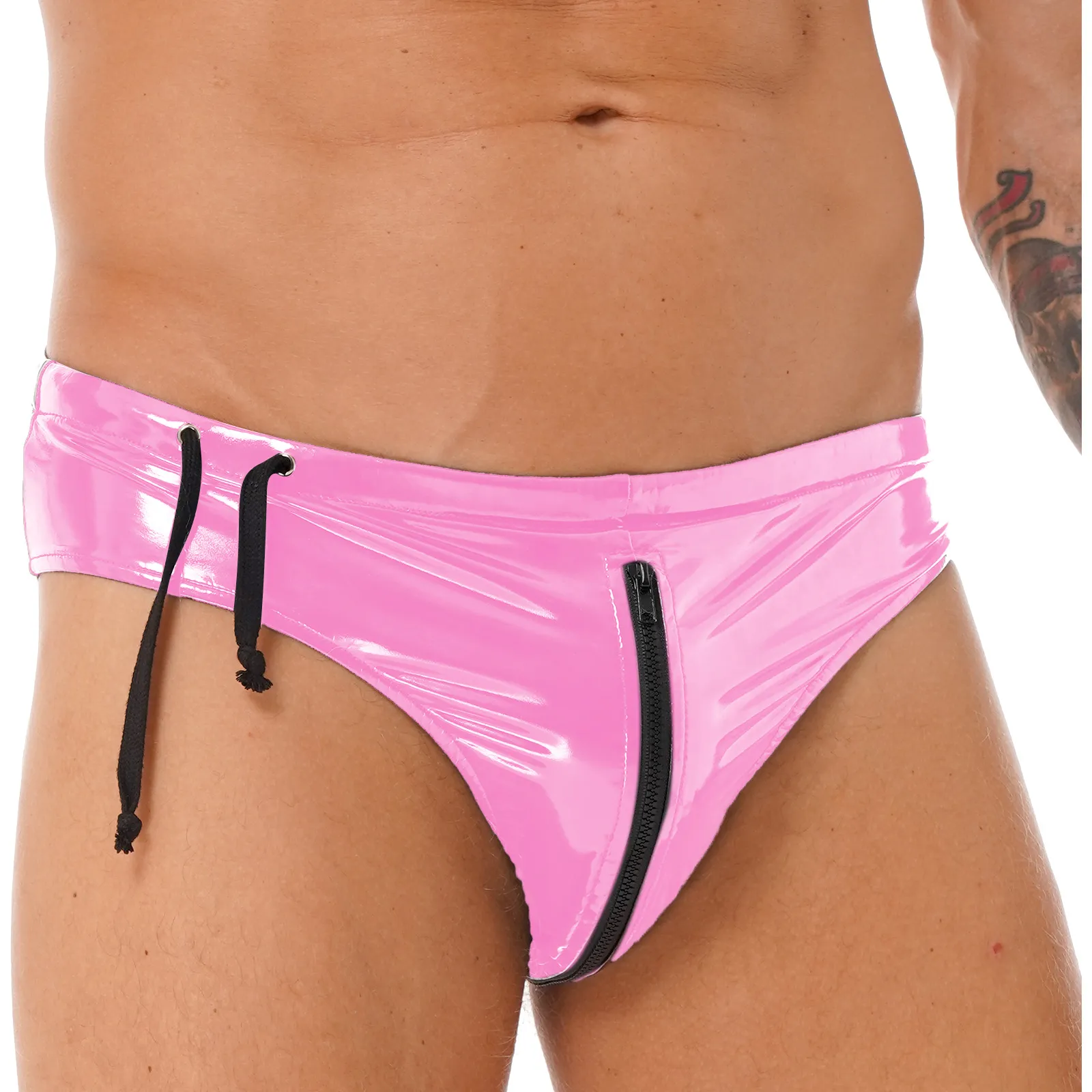 Sexy low-rise faux leather briefs
